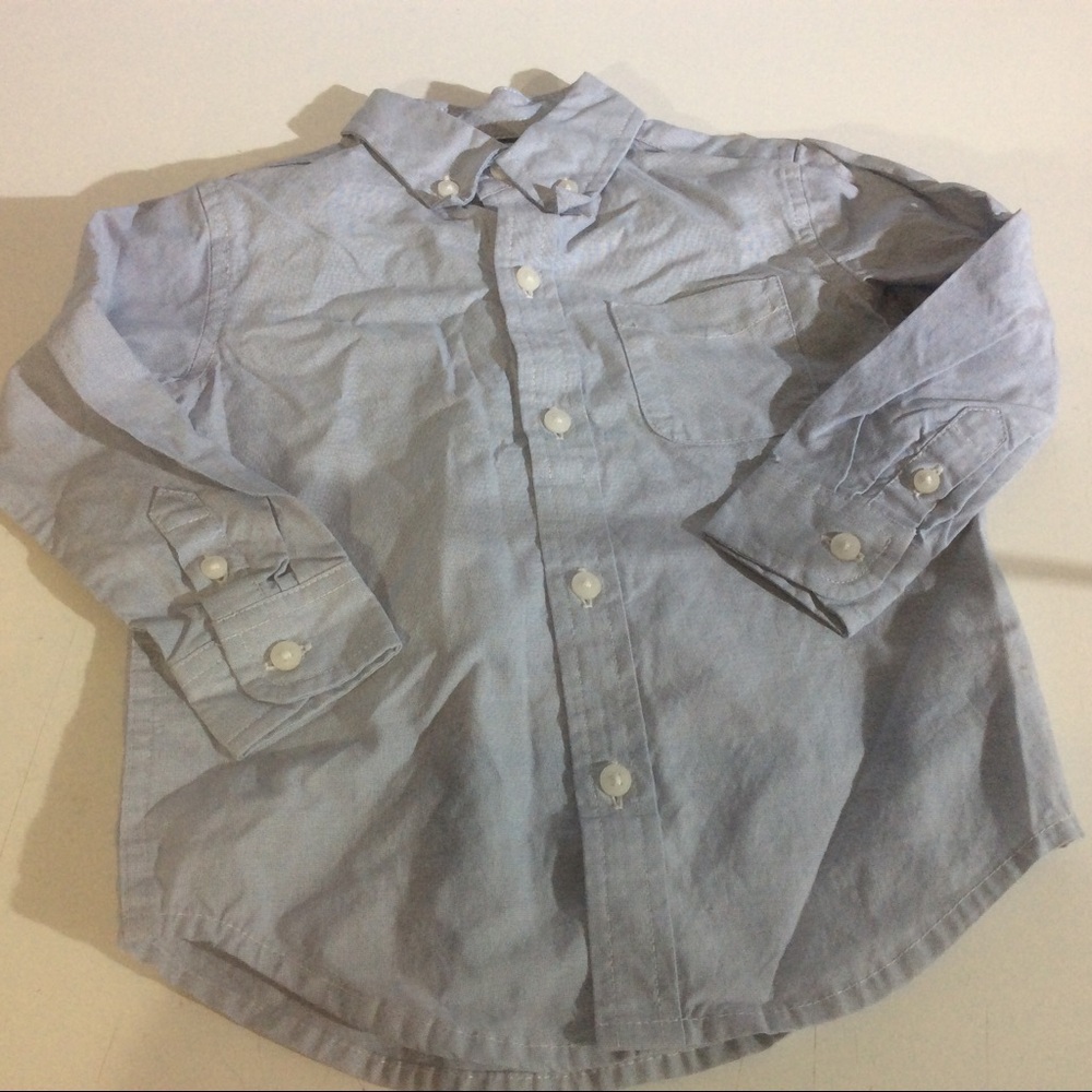 Janie and Jack Sz 18 - 24m Toddler Blue Long Sleeve Shirt 100% Cotton Button